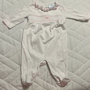 Little English Bow Smocked Footie